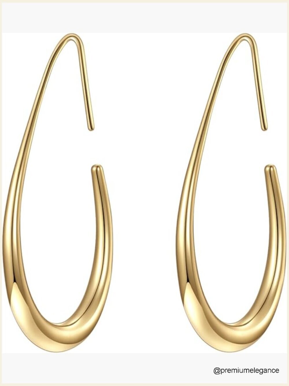 Large Teardrop Hoop Earrings - Lightweight 14k Gold Plated Hypoallergenic